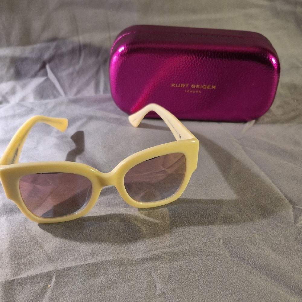 Kurt Geiger Cream Sunglasses with Purple Case